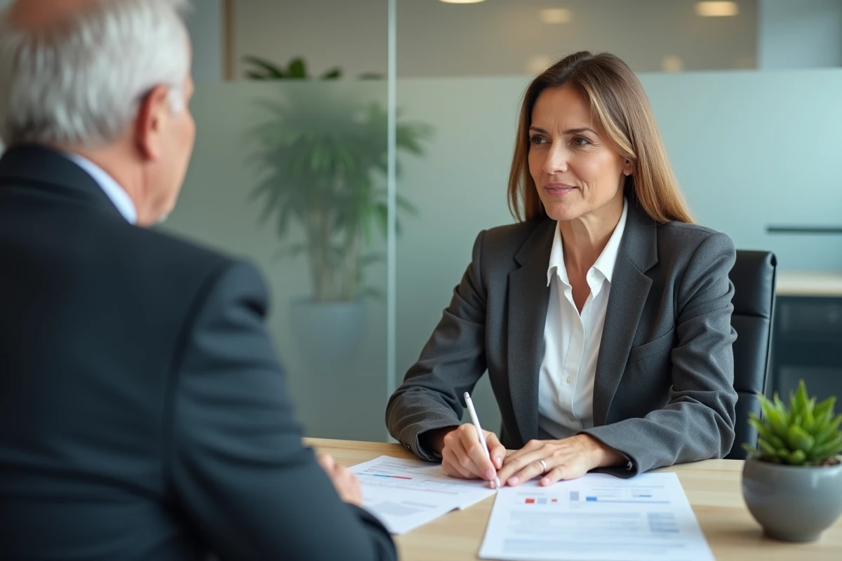 Conseillère financière discutant de stratégies de compensation pour la faible revalorisation des retraites complémentaires