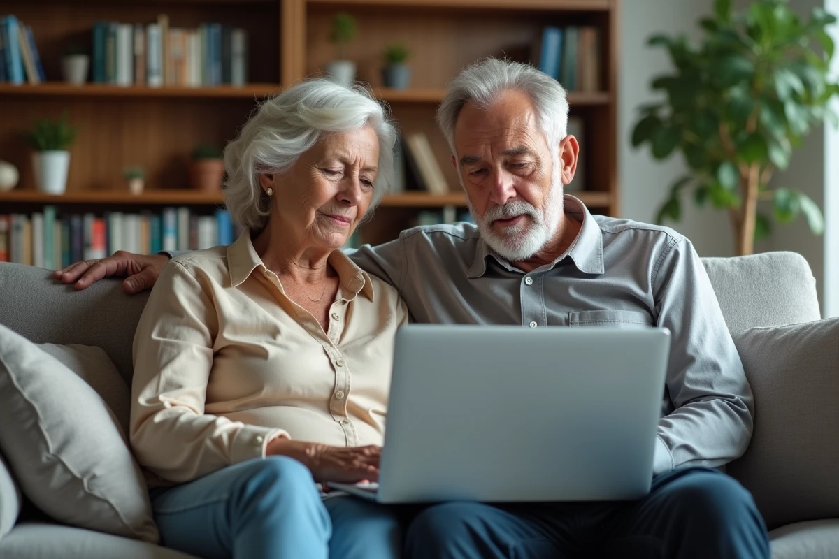 Couple de retraités consultant des informations sur la revalorisation de leur retraite complémentaire