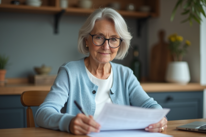 Femme lisant une liste de materiel médical remboursé