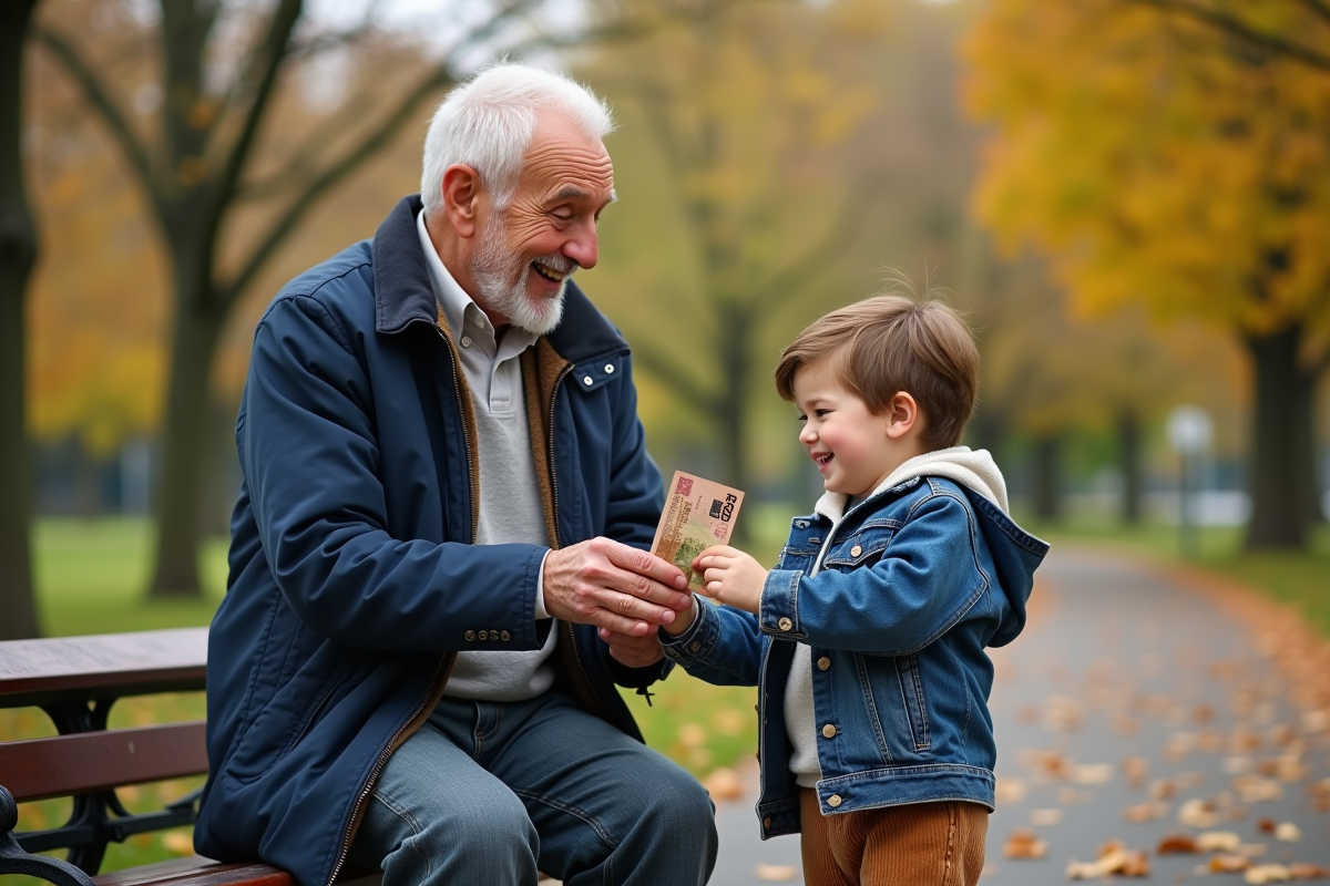 Grand-pere donnant de l