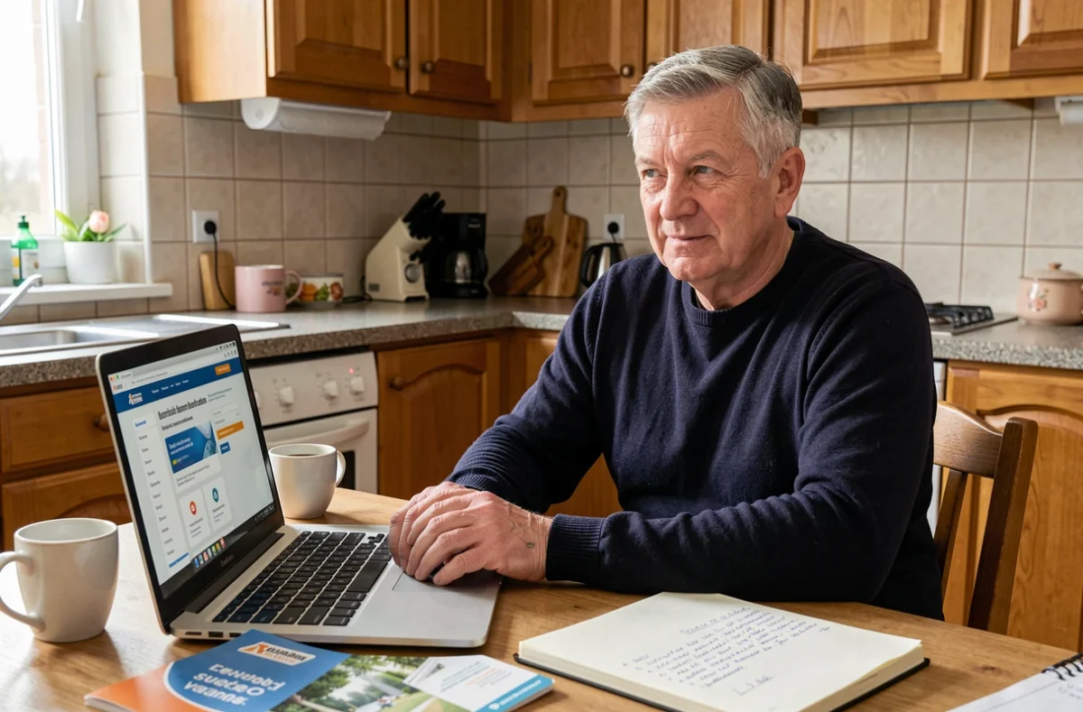 Homme consultant un site de recours pour chèque-vacances Agirc Arrco refusé depuis son domicile