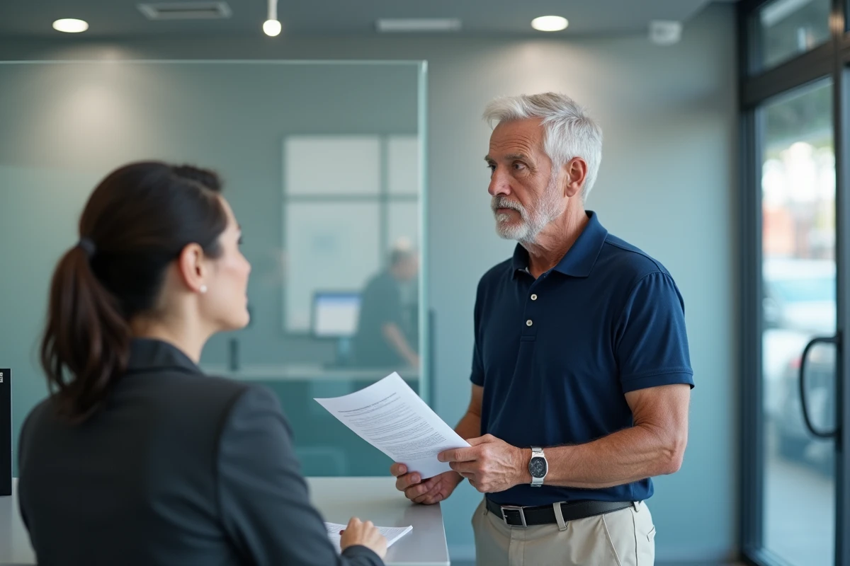 Retraité consultant un conseiller bancaire pour protéger son pouvoir d'achat face à la nouvelle taxe